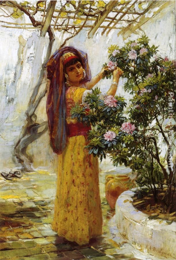 In the Courtyard painting - Frederick Arthur Bridgman In the Courtyard art painting